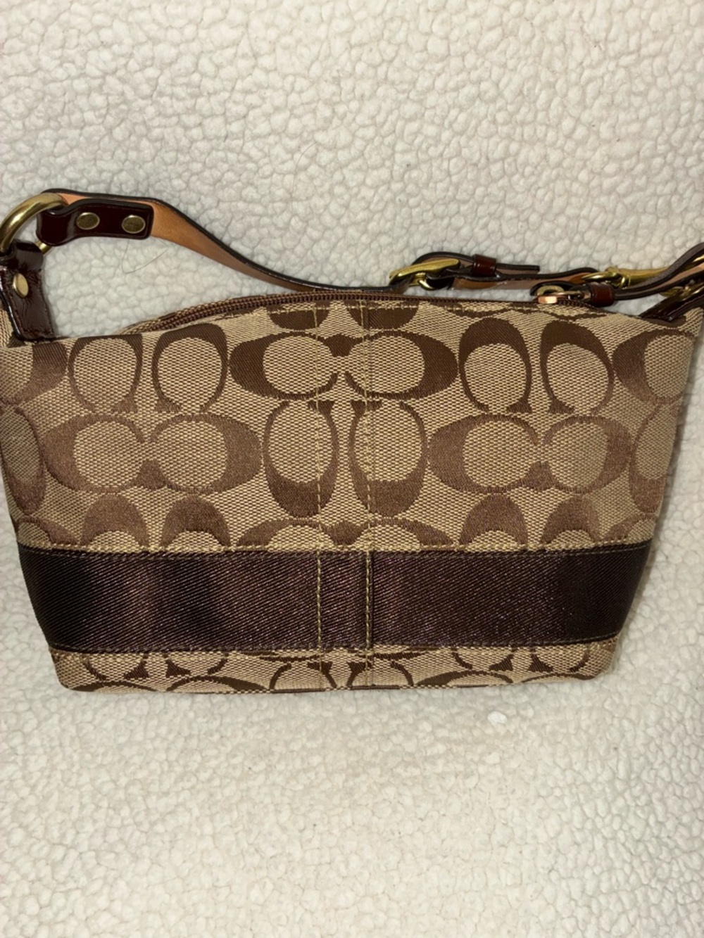 Vintage Coach LO668-40024 Brown Jacquard Signature Monogram Mini Shoulder Bag - Picture 4 of 12